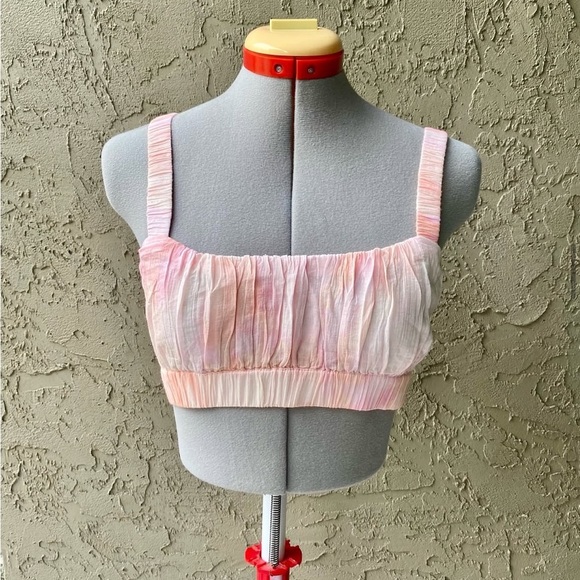 Adorable Pink & Orange Water coloured Cropped Tank Top - Picture 1 of 1